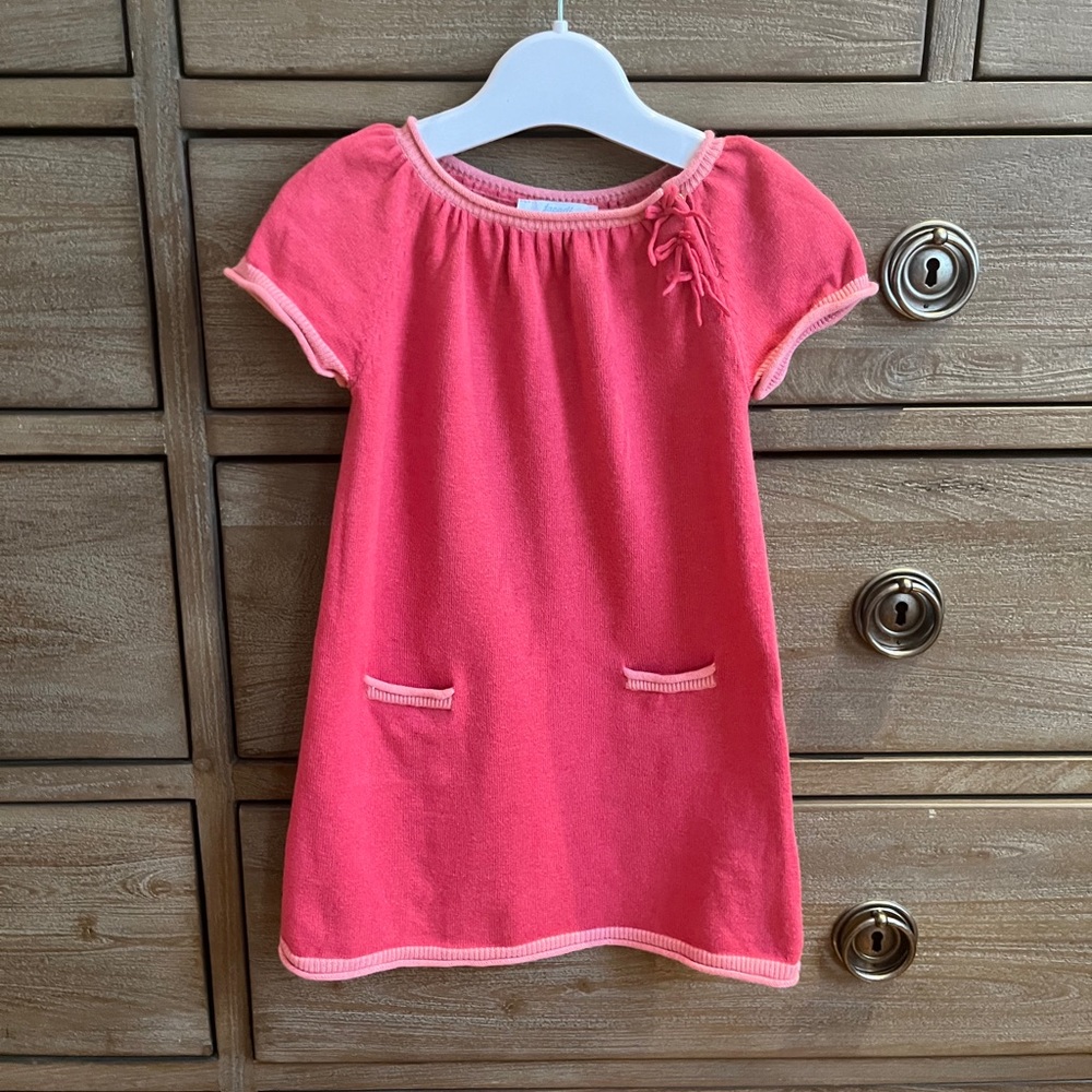 Jacadi Red Knit Sweater Dress Sweet Bow Accents 2T